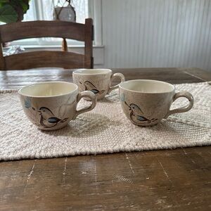 Red Wing Quail Speckled Beige Mug - Beige with Blue Accent- 3